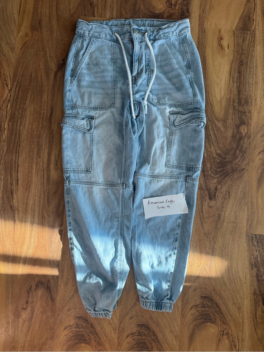 American Eagle Outfitters Light Blue Relaxed Cargo Jogger Jeans